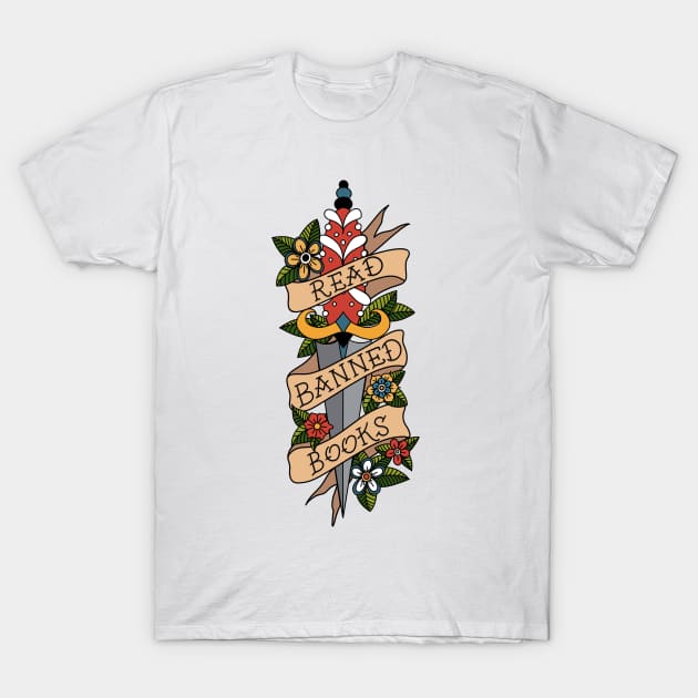 Banned Books Traditional Tattoo T-Shirt by Thenerdlady